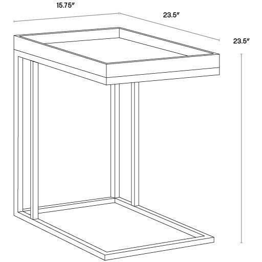 Arden 23.5 X 23.5 inch Black / Charcoal Grey Side Table, C-Shaped