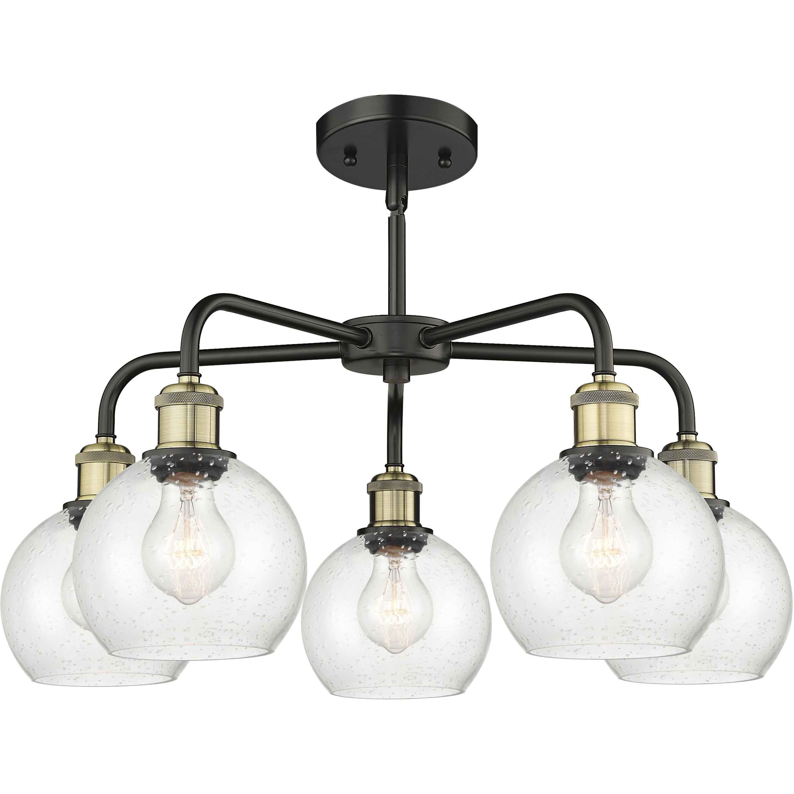 Athens 5 Light 24 inch Black Antique Brass Chandelier Ceiling Light in Seedy