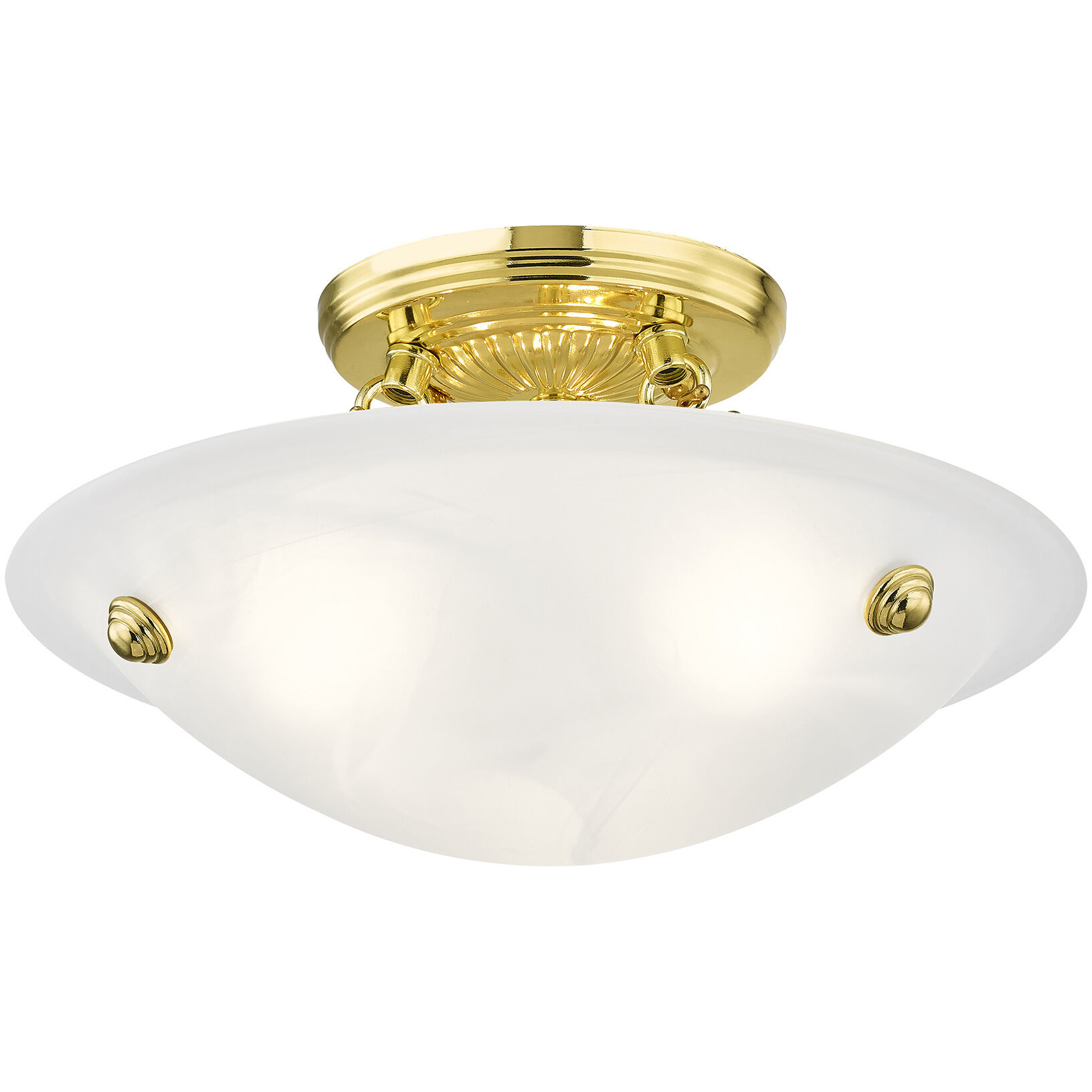 Oasis 3 Light 12 inch Polished Brass Semi-Flush Mount Ceiling Light