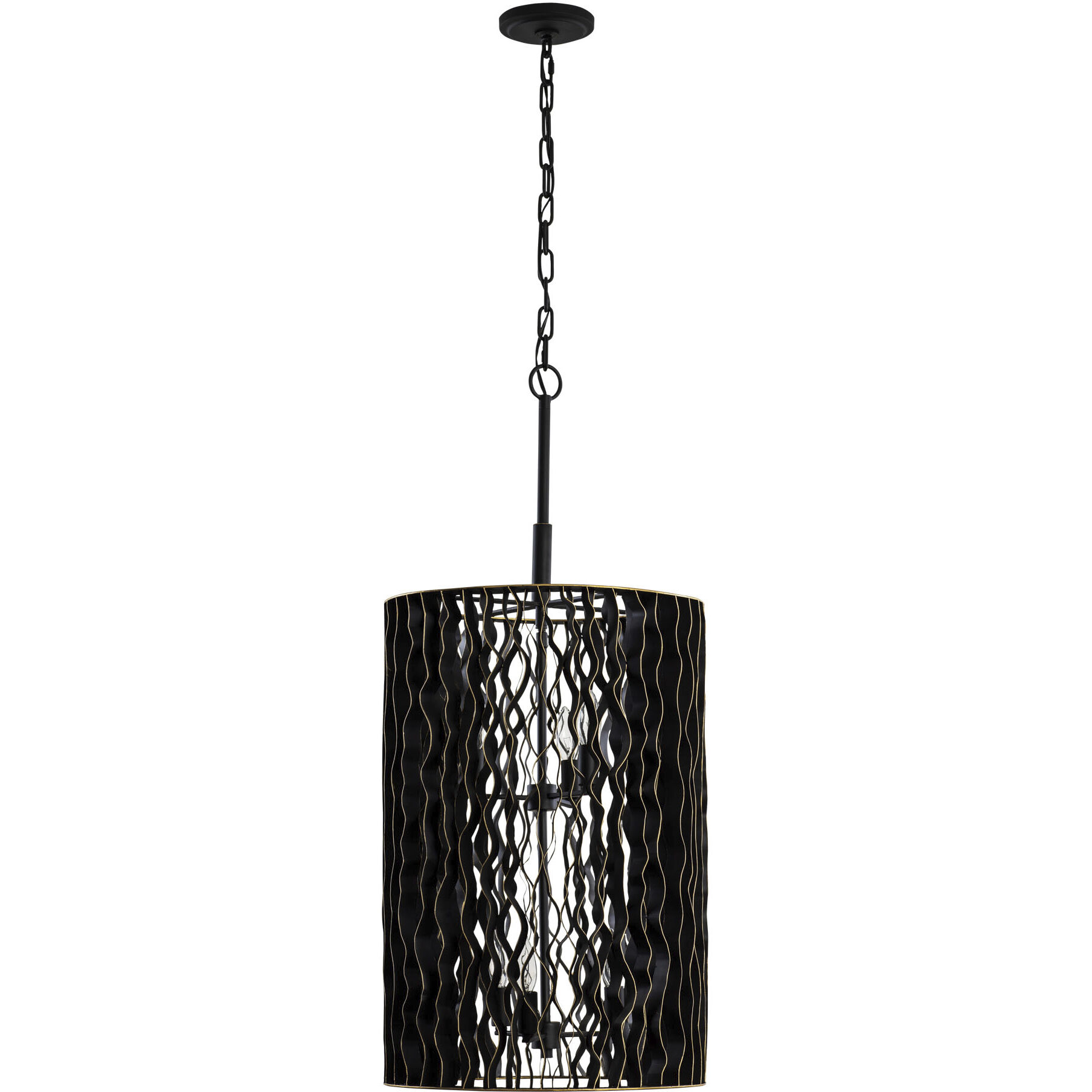 Estela 6 Light 16 inch Matte Black and French Gold Foyer Pendant Ceiling Light, Smithsonian Collaboration