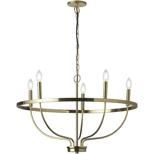 Cesar 5 Light 29 inch Aged Brass Chandelier Ceiling Light