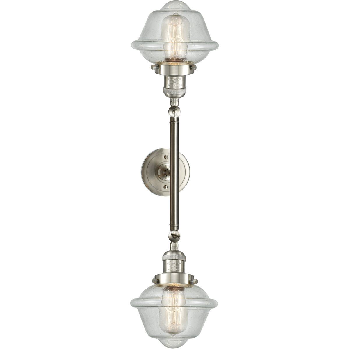 Franklin Restoration Small Oxford 2 Light 17 inch Brushed Satin Nickel Bath Vanity Light Wall Light in Seedy Glass, Franklin Restoration