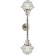 Franklin Restoration Small Oxford LED 17 inch Brushed Satin Nickel Bath Vanity Light Wall Light in Seedy Glass, Franklin Restoration