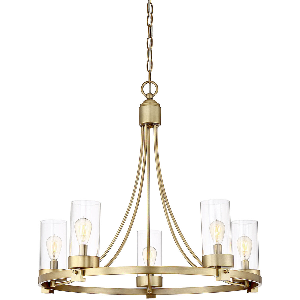 Modern 5 Light 26 inch Natural Brass Chandelier Ceiling Light