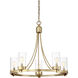 Modern 5 Light 26 inch Natural Brass Chandelier Ceiling Light