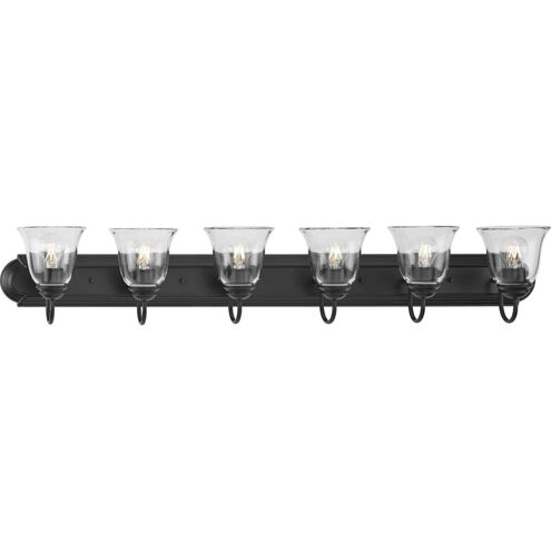 Clear Glass 6 Light 48 inch Matte Black Vanity Light Wall Light