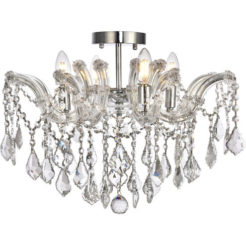 Maria Theresa 4 Light 18 inch Chrome Flush Mount Ceiling Light in Royal Cut