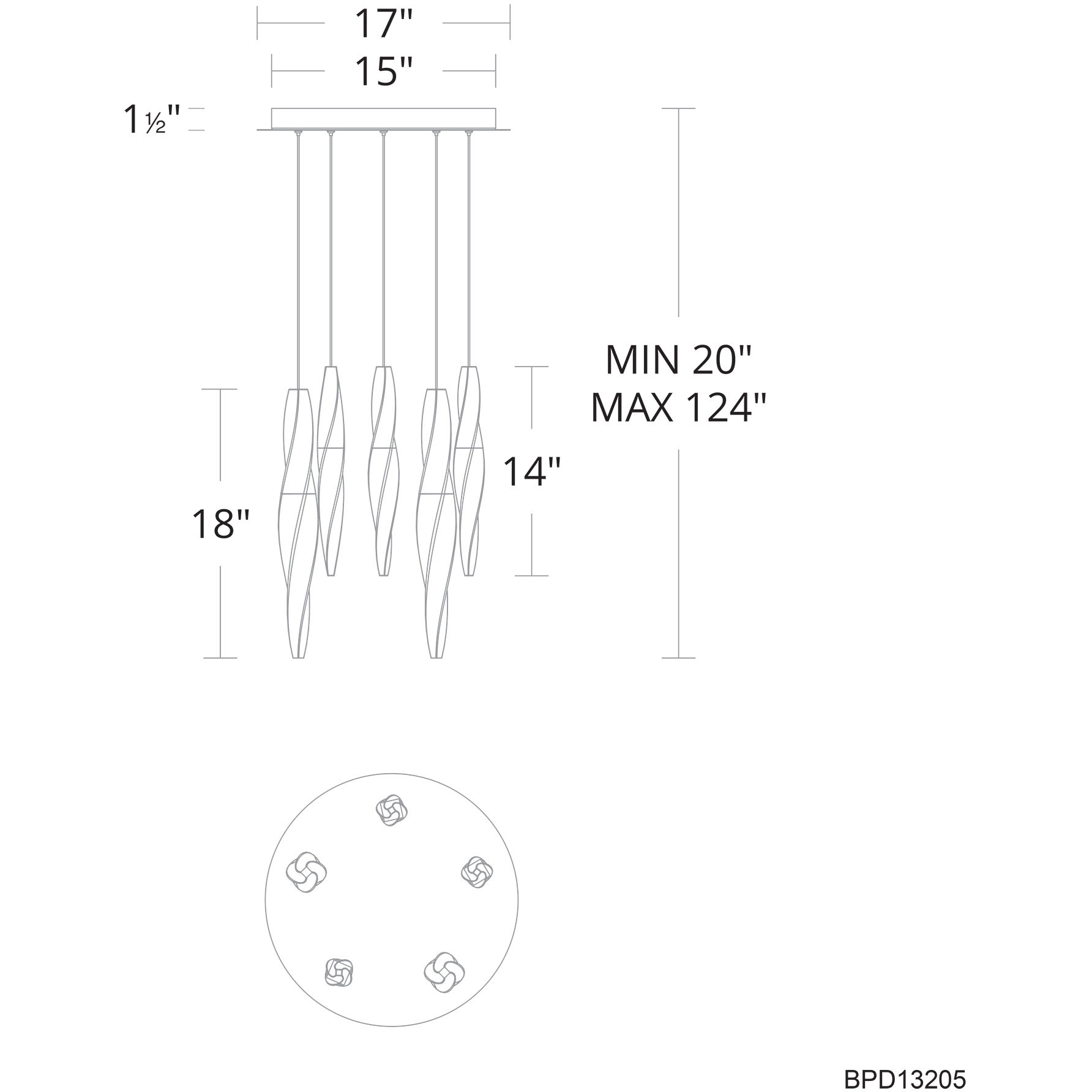 Kindjal LED 17 inch Black Multi-Light Pendant Ceiling Light, Beyond