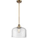 Ballston X-Large Bell LED 8 inch Brushed Brass Pendant Ceiling Light in Clear Glass