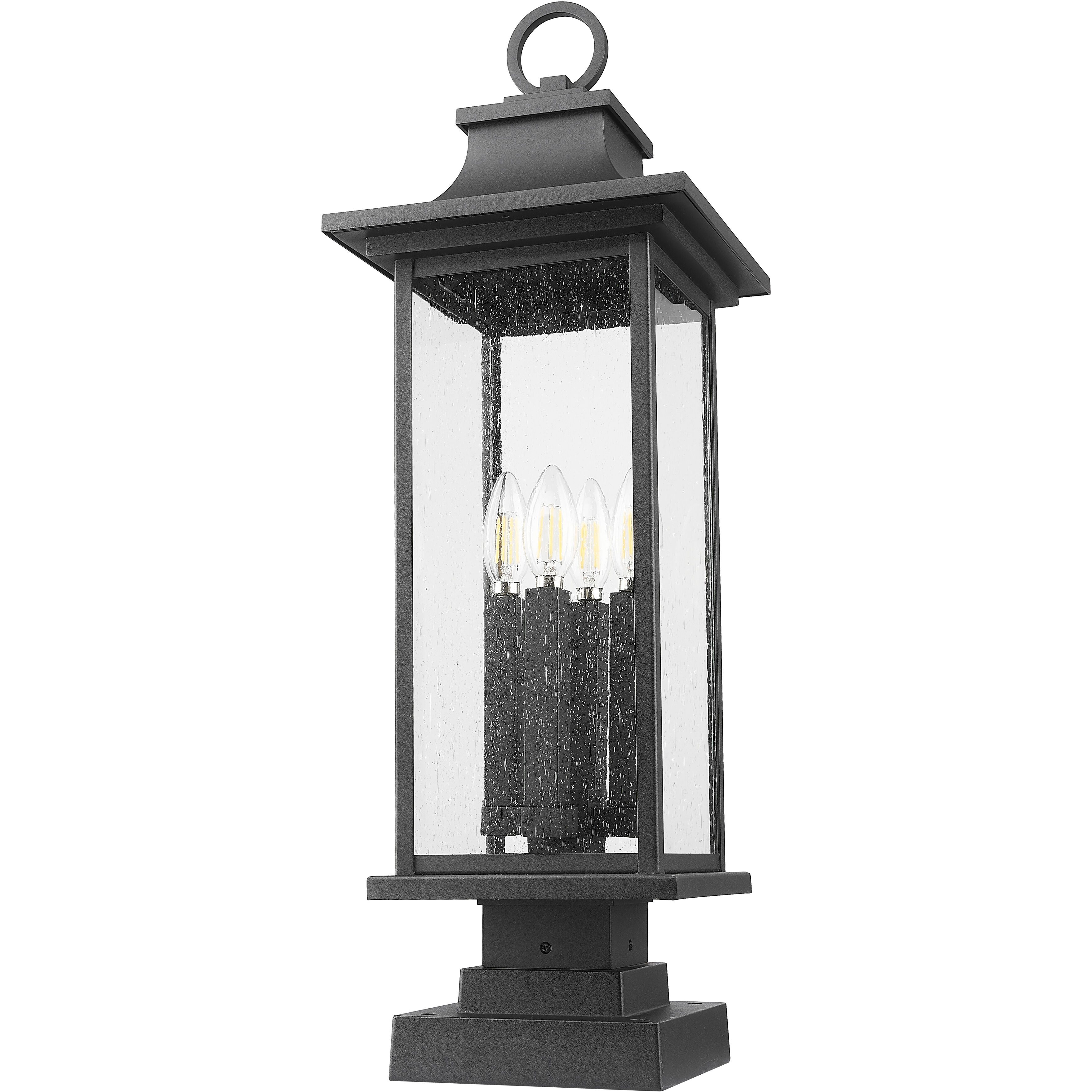Tiberius 4 Light 27 inch Black Outdoor Pier Mounted Fixture