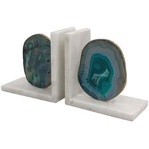 Agate 6 X 3 inch Green and White Bookends