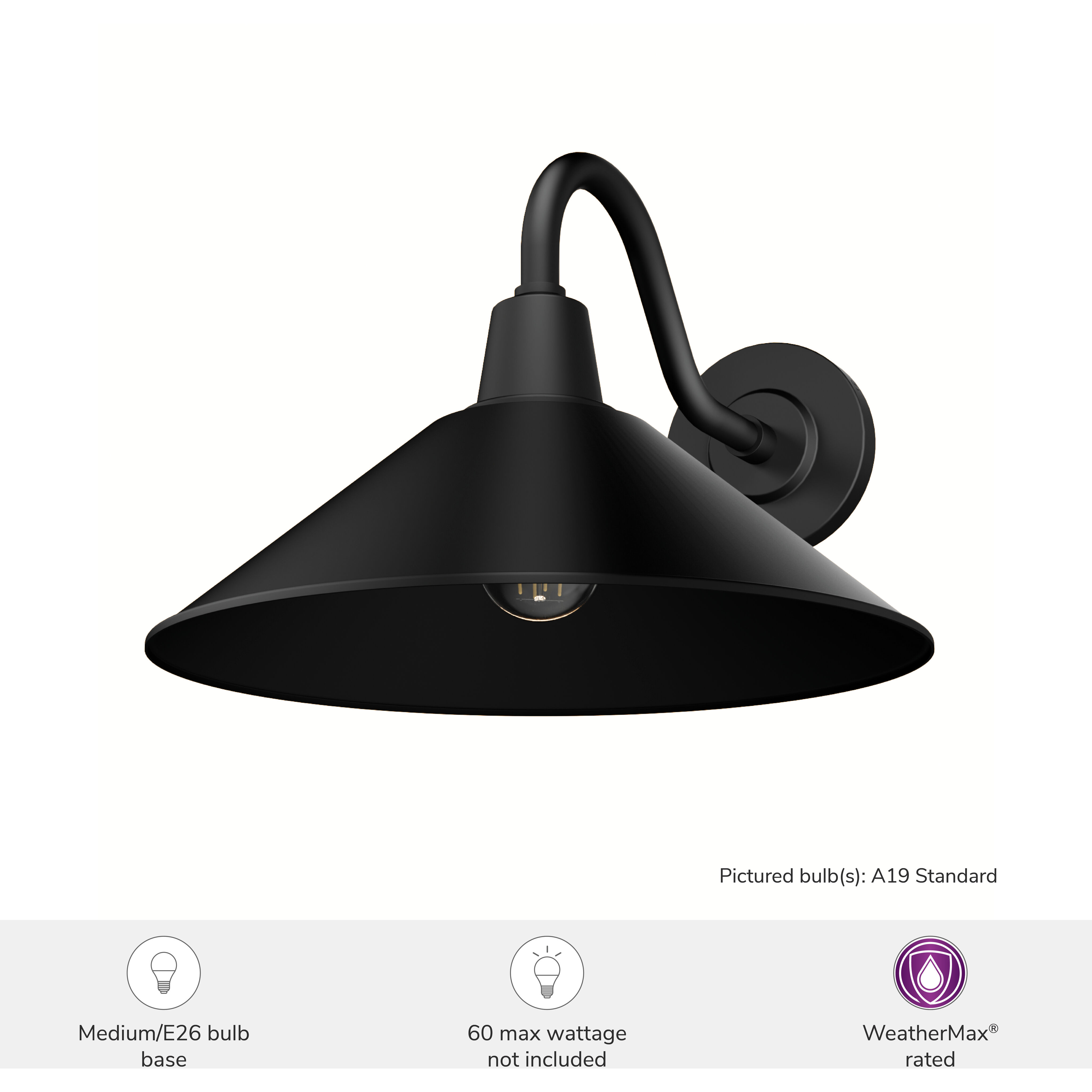 Skyflow 1 Light 10.6 inch Matte Black Outdoor Wall Light, Medium