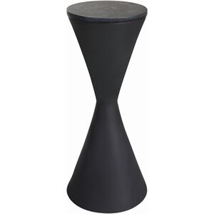 Time's Up 24.25 X 9 inch Textured Matte Black and Black Marble Drink Table