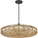 Ophelia 30 inch Black Indoor Foyer Pendant Ceiling Light in Natural