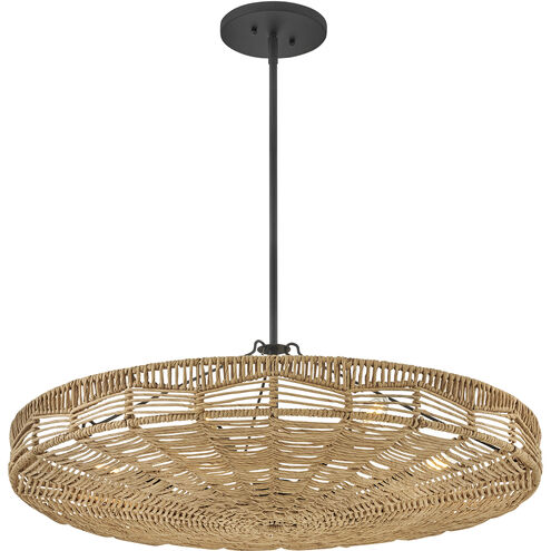 Ophelia 30 inch Black Indoor Foyer Pendant Ceiling Light in Natural