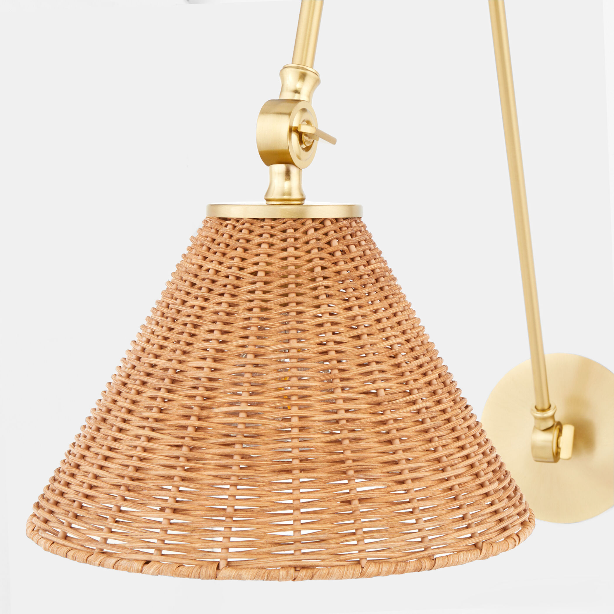 Wicker 1 Light 10 inch Aged Brass Wall Mount Wall Light