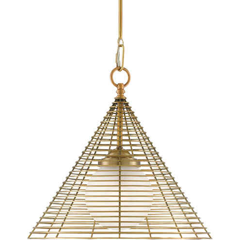 Nadir 1 Light 16 inch Antique Brass/Frosted Glass Pendant Ceiling Light