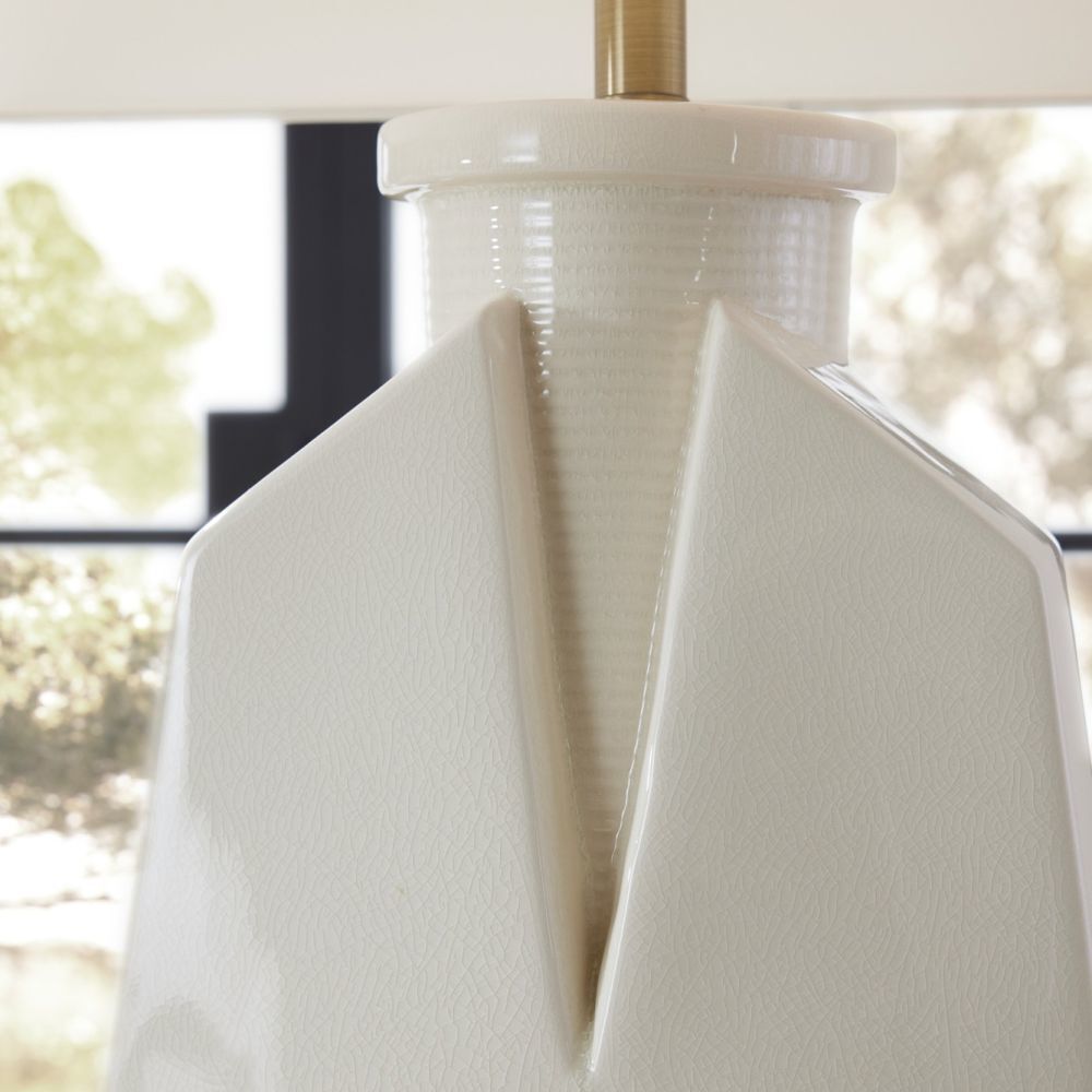 Cera 150.00 watt Ivory Crackle Table Lamp Portable Light