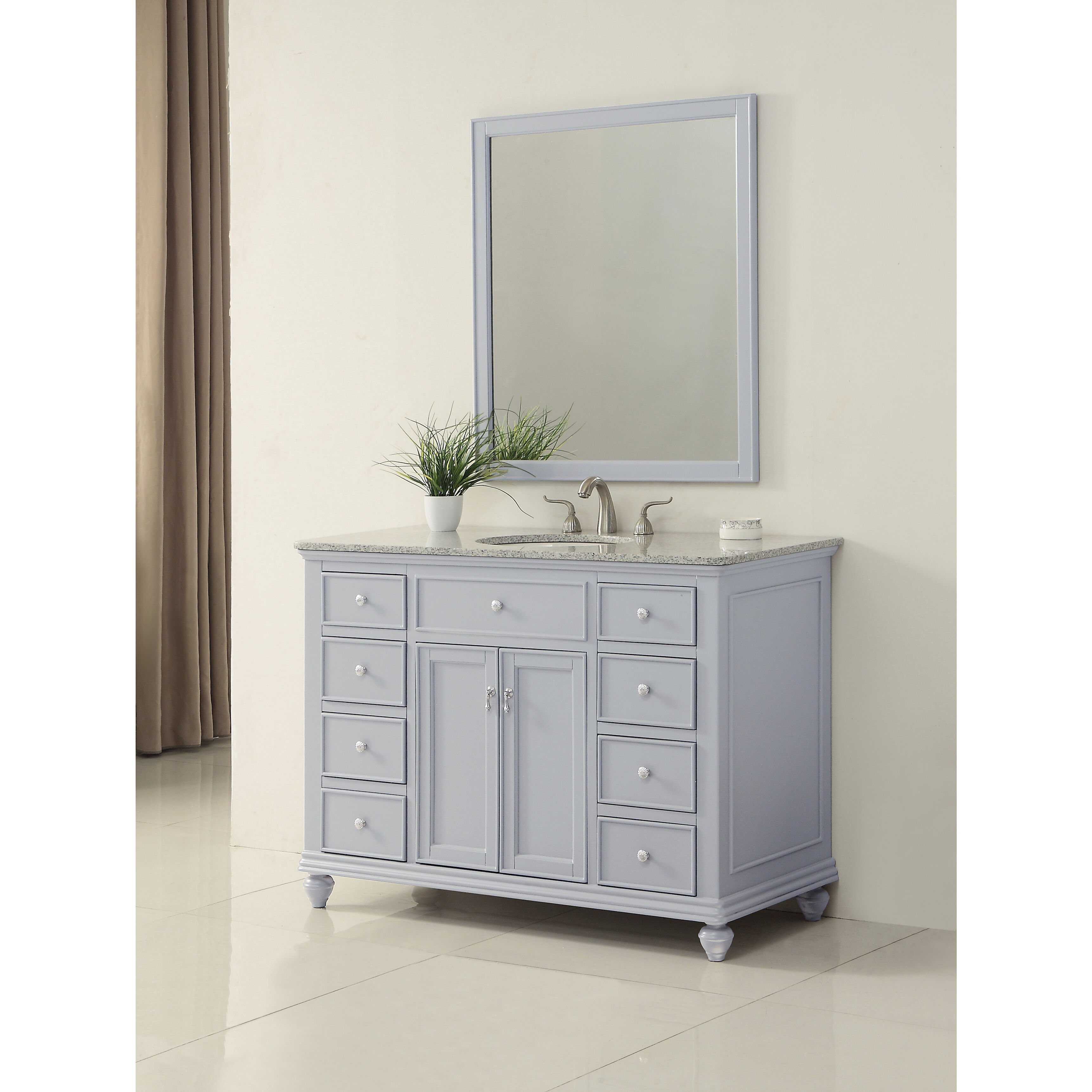 Otto 48 X 35 inch Light Grey with Cashmere White Granite Vanity Set