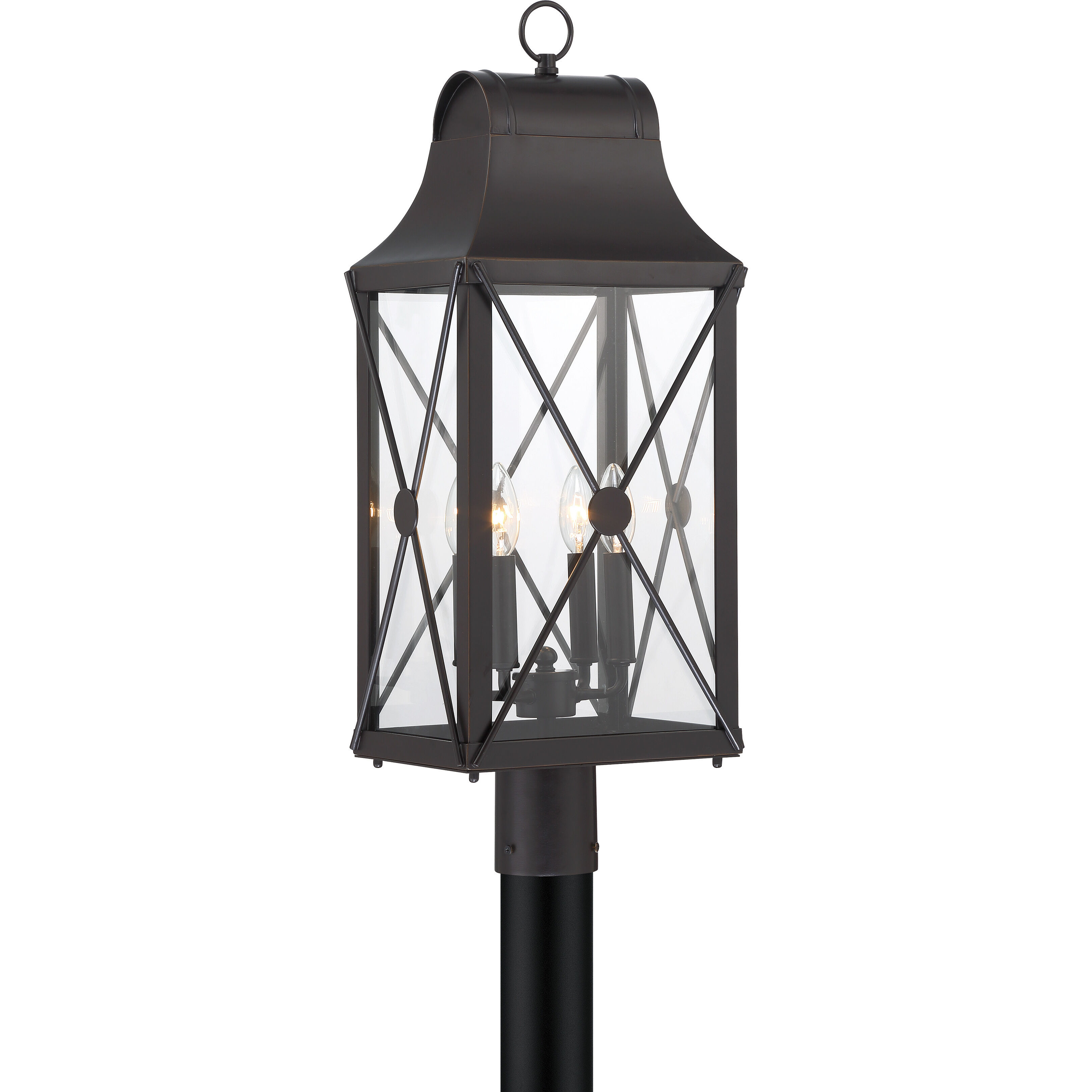 De Luz 4 Light 27 inch Oil Rubbed Bronze/Gold Outdoor Post Mount, The Great Outdoors