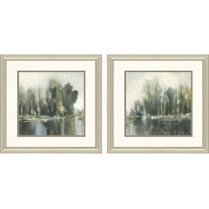 Waterside Green and Brown and Beige Framed Art