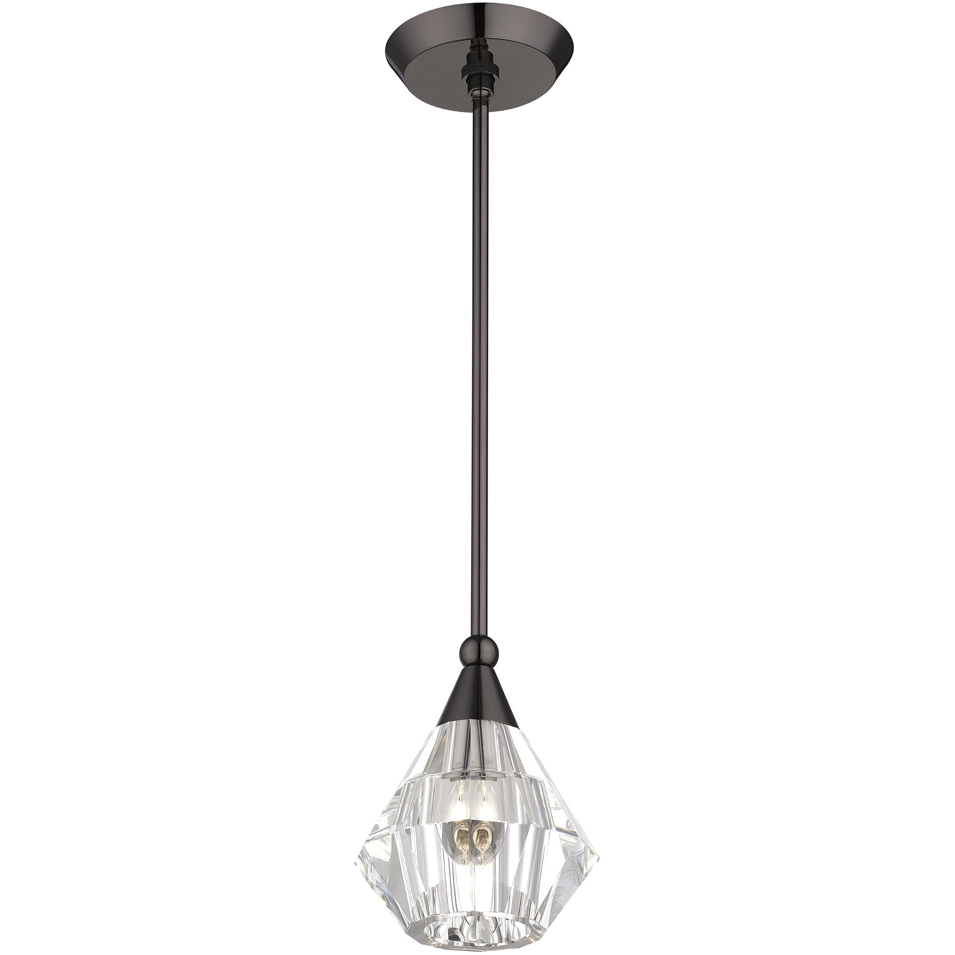 Brussels 1 Light 7 inch Black Chrome Pendant Ceiling Light, Crystal, Single