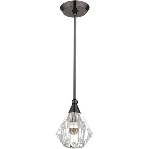 Brussels 1 Light 7 inch Black Chrome Pendant Ceiling Light, Crystal, Single