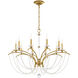 Priscilla 10 Light Heirloom Gold Chandelier Ceiling Light in White Pearl, Adjustable Height