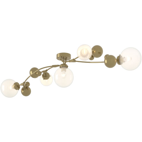 Sprig 5 Light 61.7 inch Modern Brass Semi-Flush Ceiling Light in Opaline