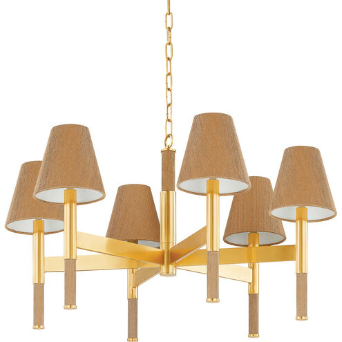 Lindenwood 6 Light 33.5 inch Aged Brass Chandelier Ceiling Light