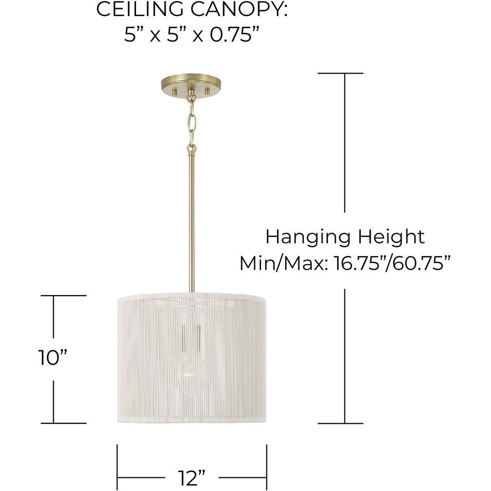 Tara 1 Light 12 inch Matte Brass Pendant Ceiling Light