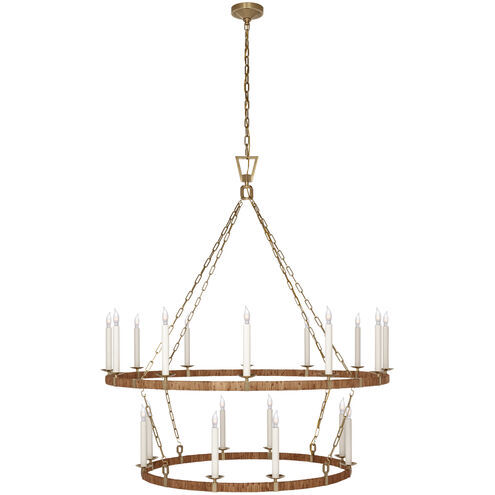 Chapman & Myers Darlana5 LED 52.25 inch Antique-Burnished Brass and Natural Rattan Two Tier Chandelier Ceiling Light, Extra Large