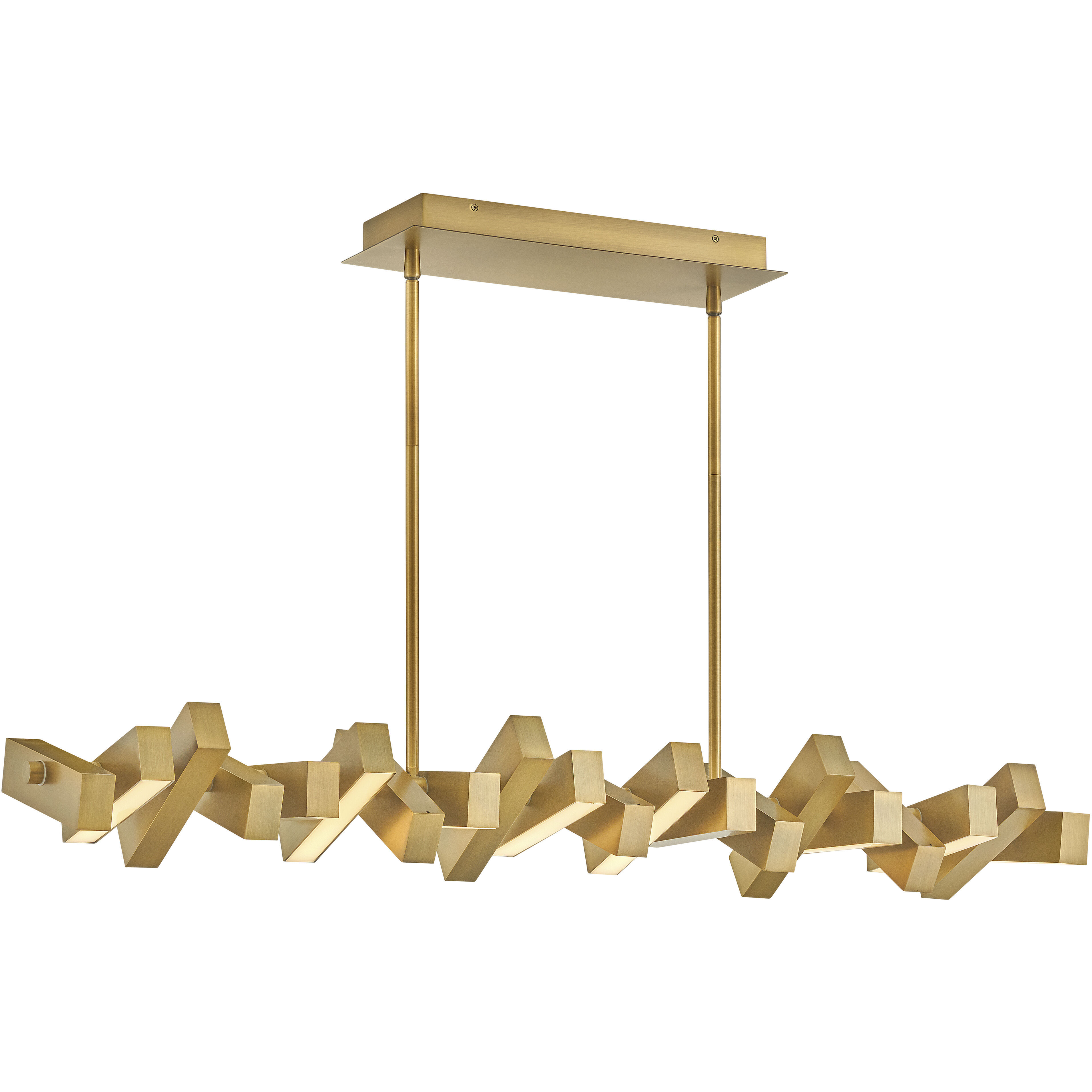 Stitch LED 42 inch Lacquered Brass Chandelier Ceiling Light, Linear & Oval