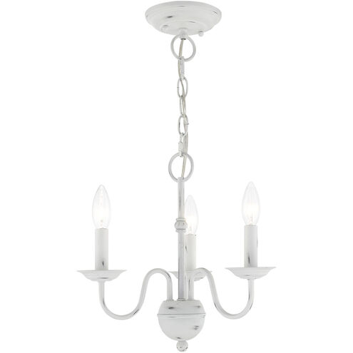 Windsor 3 Light 14 inch Antique White Mini Chandelier Ceiling Light