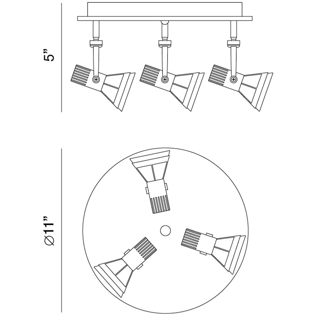 Vortex 3 Light 120V Satin Nickel Track Ceiling Light