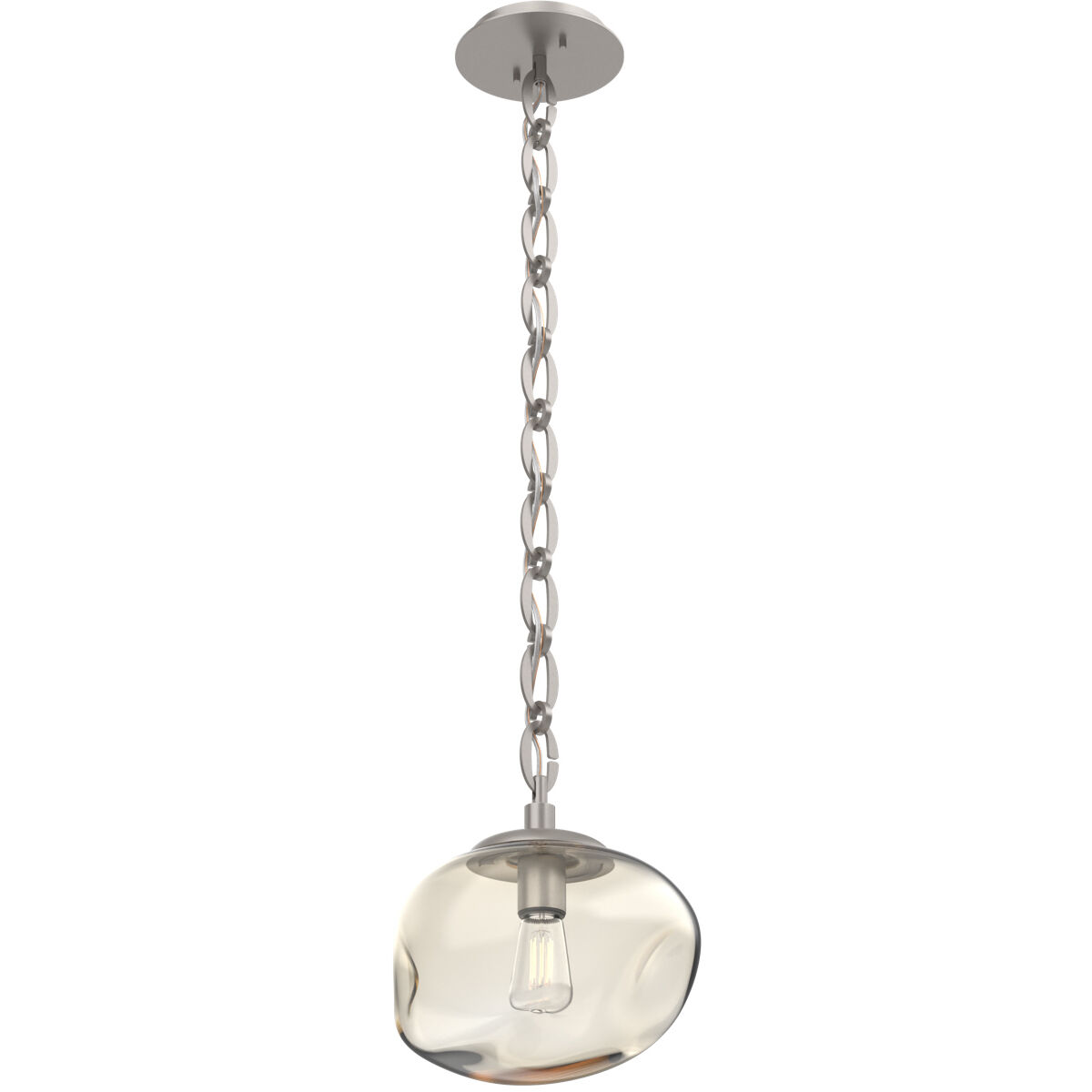 Nova 1 Light 10 inch Beige Silver Pendant Ceiling Light in Amber, Oval Chain