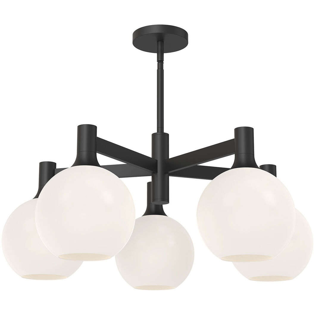 Alora Mood Castilla 5 Light 29.5 inch Matte Black/Opal Matte Glass Chandelier Ceiling Light in Matte Opal Glass