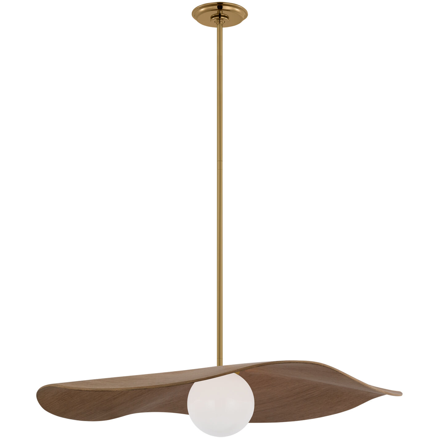 Windsor Smith Mahalo LED 28 inch Hand-Rubbed Antique Brass Pendant Ceiling Light in Natural Oak