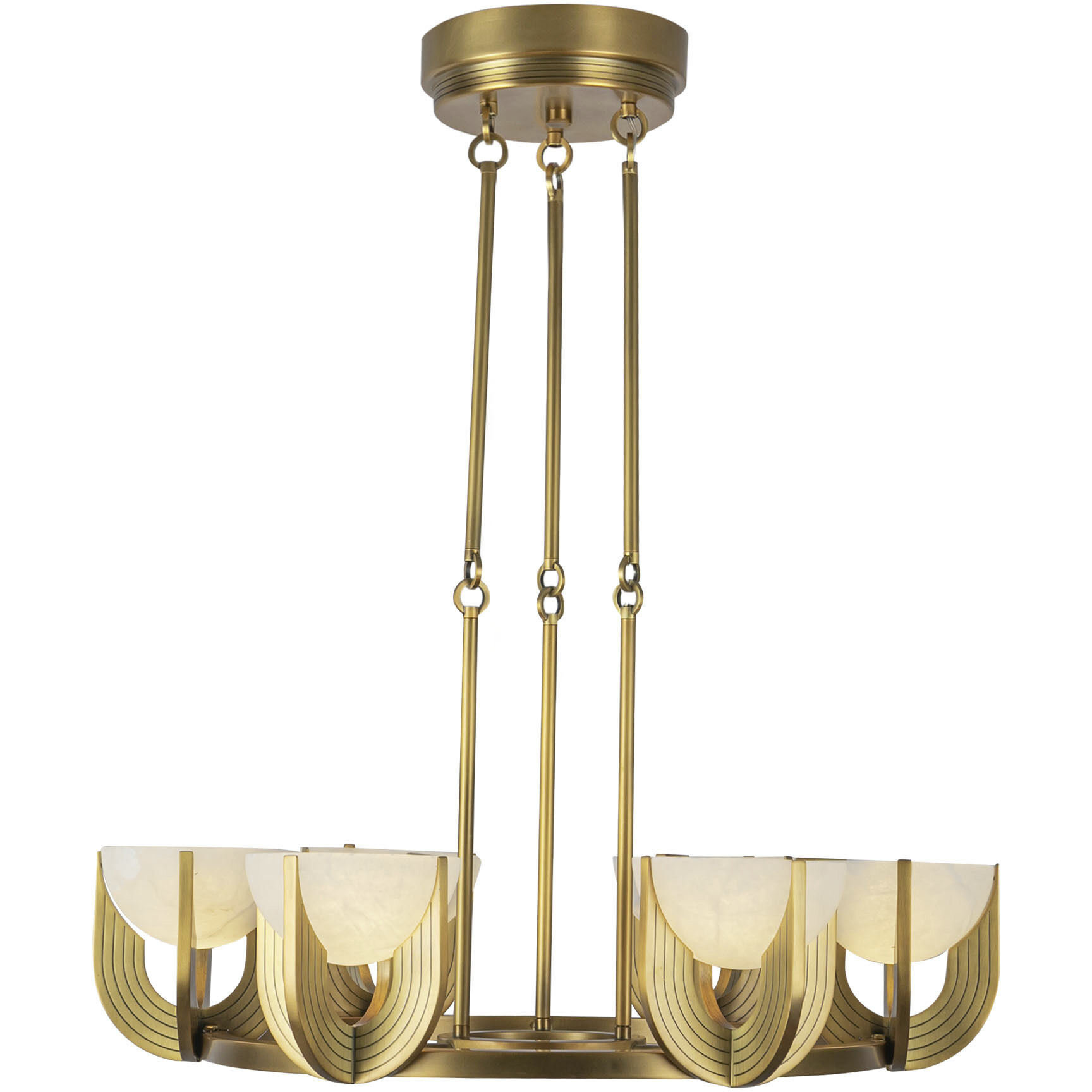 Colette LED 27.25 inch Vintage Brass/Alabaster Chandelier Ceiling Light