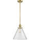 Franklin Restoration Cone 1 Light 12 inch Satin Gold Mini Pendant Ceiling Light in Incandescent, Seedy, Franklin Restoration