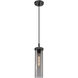 Downtown Urban Lincoln 1 Light 4.5 inch Matte Black Pendant Ceiling Light in Light Smoke Glass