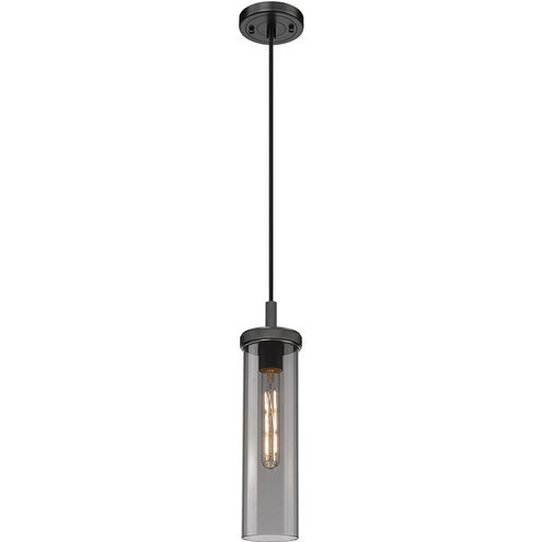 Downtown Urban Lincoln 1 Light 4.5 inch Matte Black Pendant Ceiling Light in Light Smoke Glass