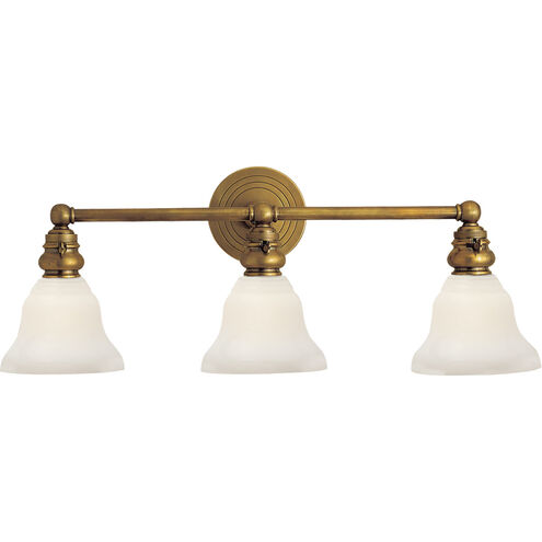 Chapman & Myers Boston 3 Light 23 inch Hand-Rubbed Antique Brass Triple Bath Light Wall Light in White