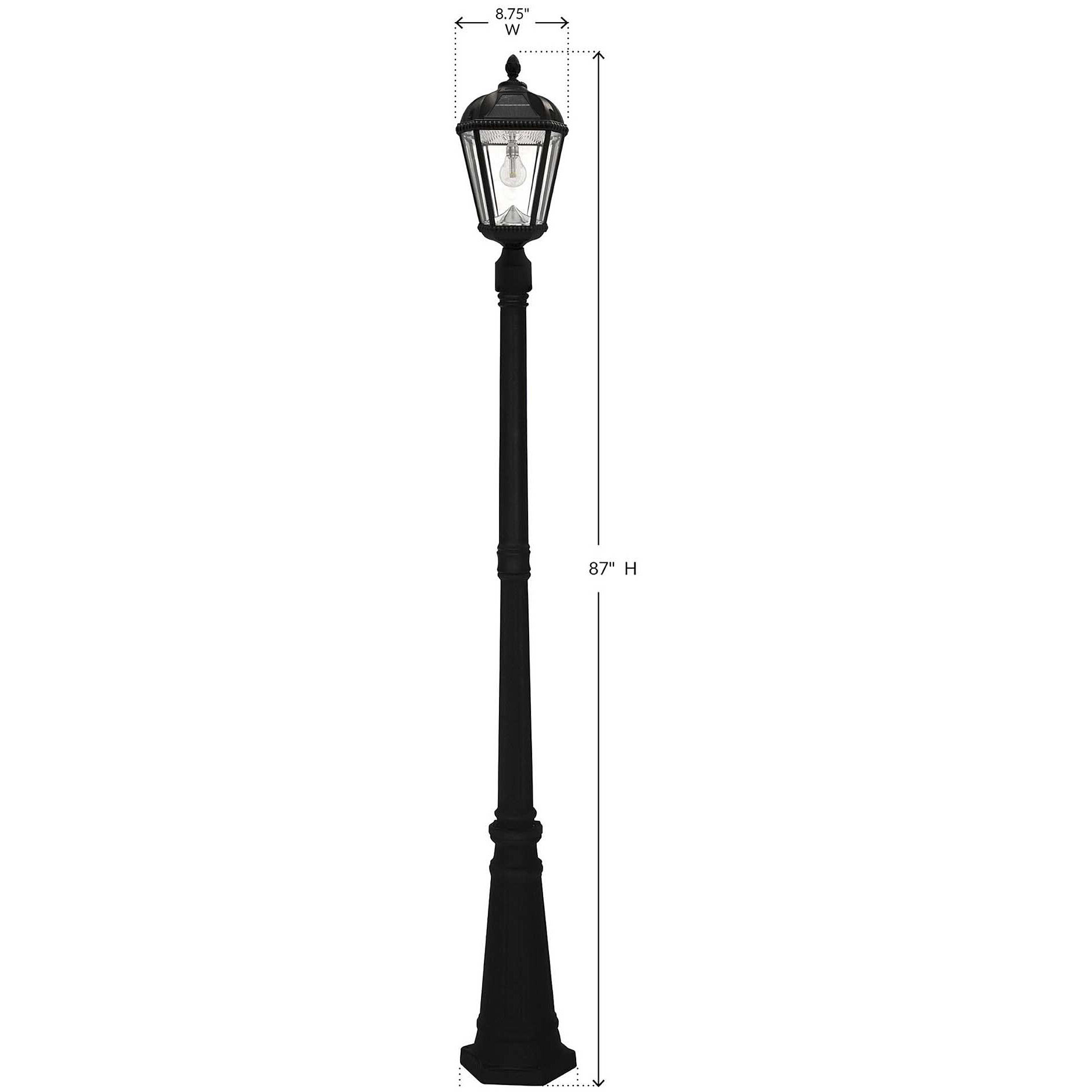 Royal LED 87 inch Black Lamp Post Set, Solar