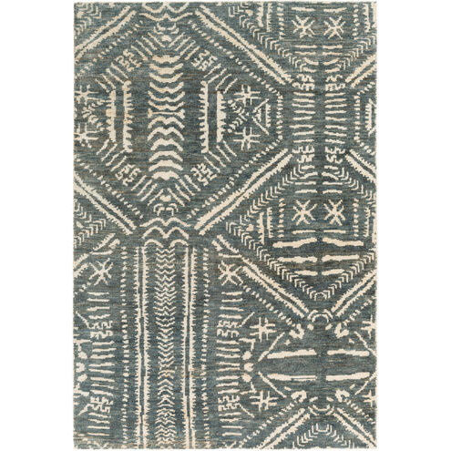 Mandela 72 X 48 inch Blue and Neutral Area Rug, Jute