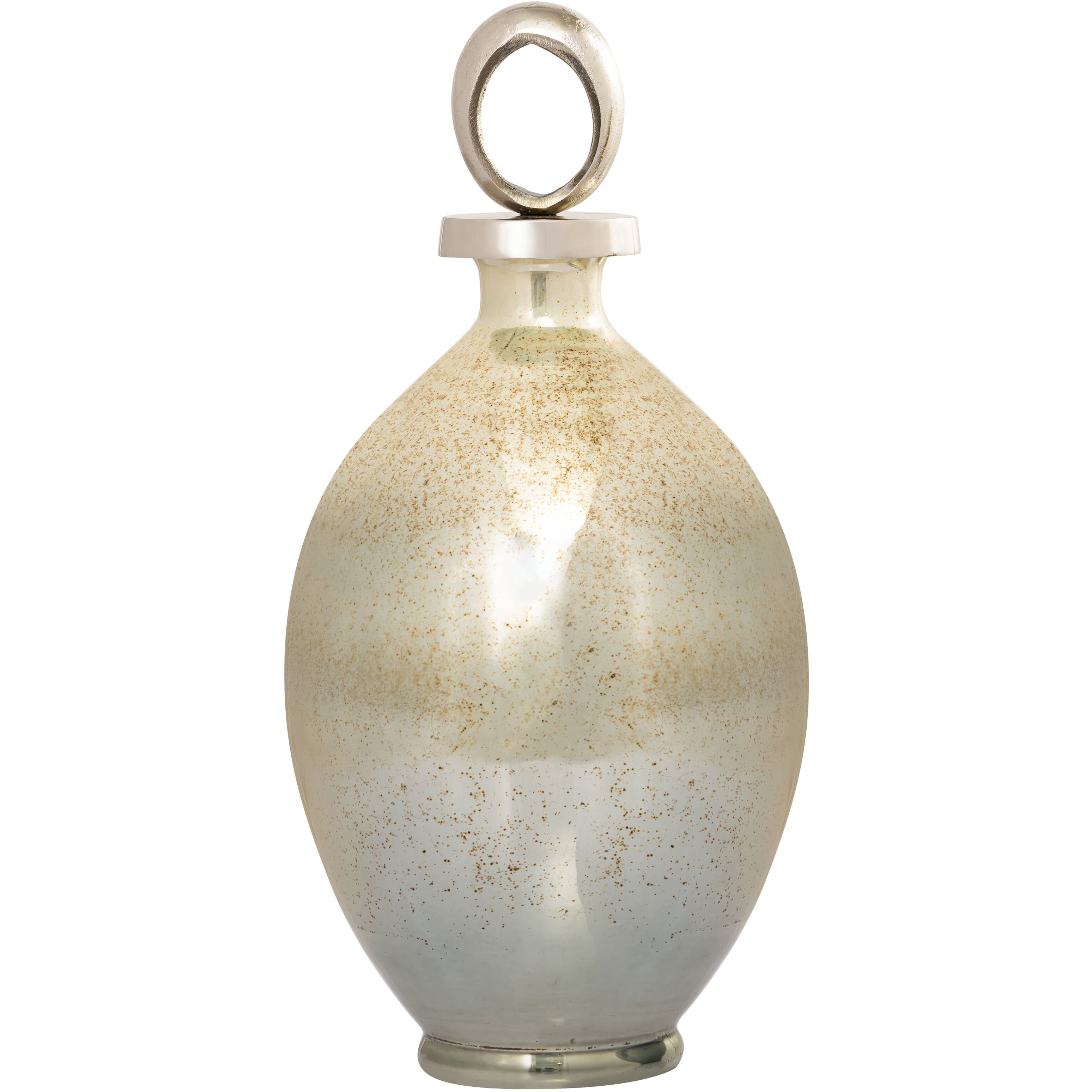 Opal Ring German Silver with Light Green and Nickel Bottle