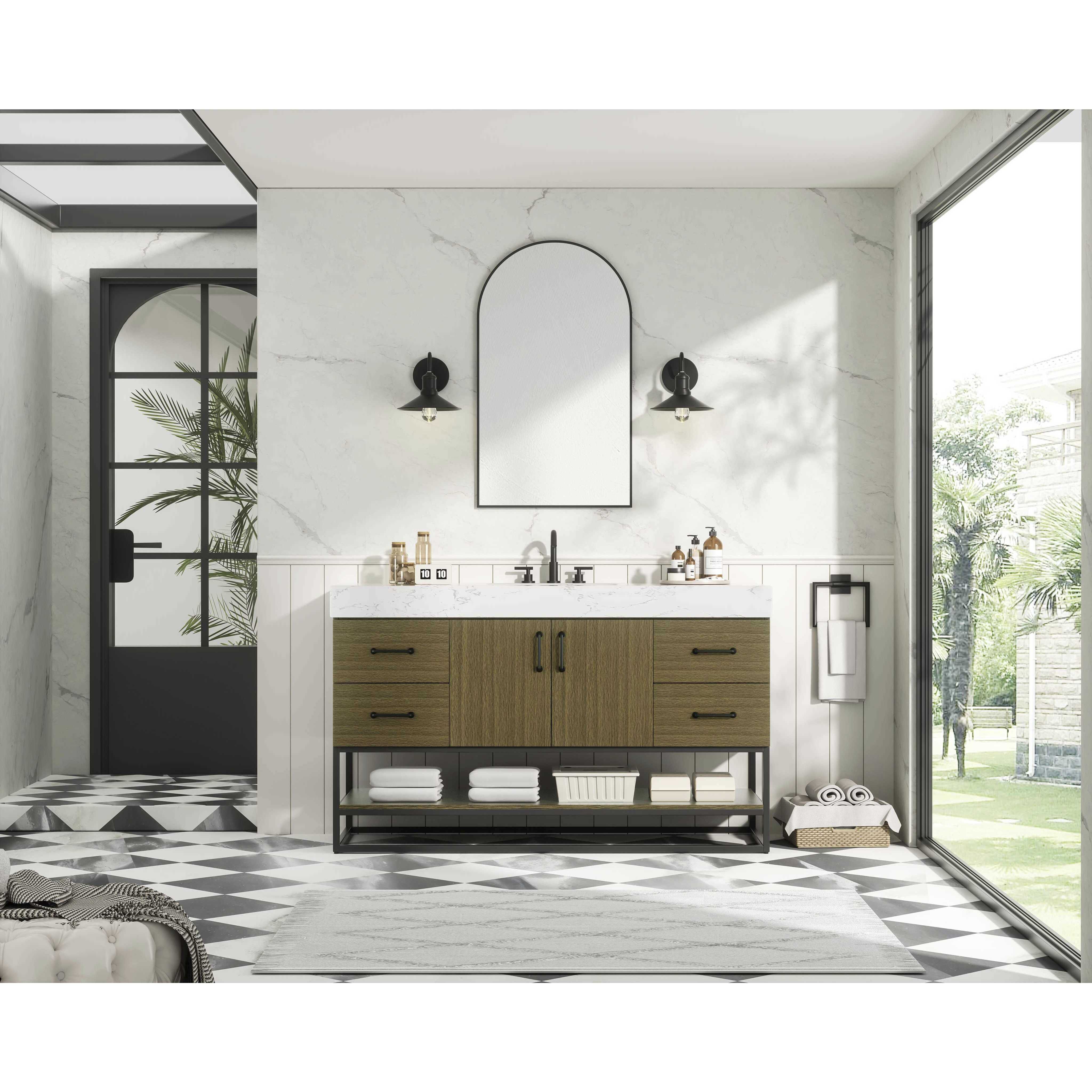 Caroline 54 X 34 inch Chestnut Brown Bathroom Vanity Cabinet