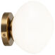 Melotte 1 Light 11.38 inch Aged Gold Brass Wall Sconce/Ceiling Mount Wall Light in Aged Gold Brass and Opal Glass