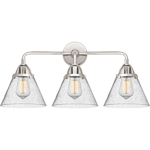 Nouveau 2 Large Cone LED 25.75 inch Polished Chrome Bath Vanity Light Wall Light in Seedy Glass