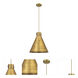 Newton Cone 1 Light 16 inch Brushed Brass Pendant Ceiling Light